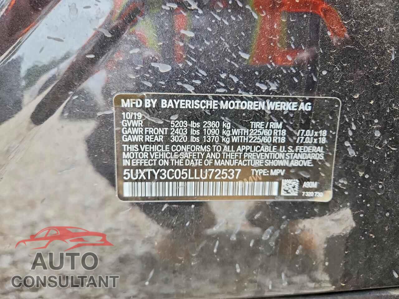 BMW X3 2020 - 5UXTY3C05LLU72537