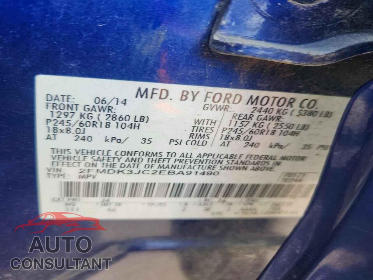 FORD EDGE 2014 - 2FMDK3JC2EBA91490