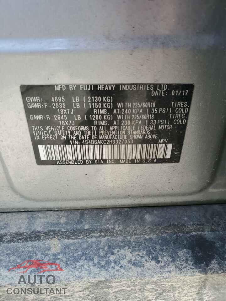 SUBARU OUTBACK 2017 - 4S4BSAKC2H3327053
