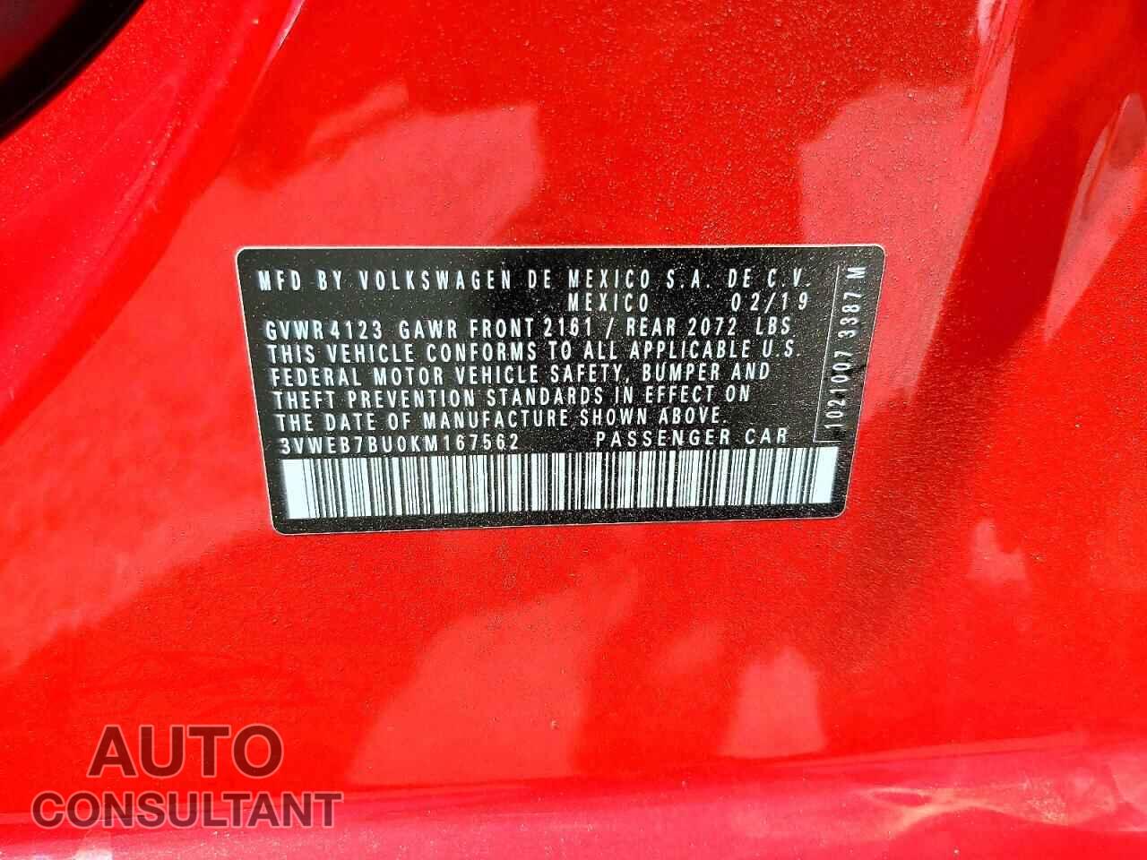 VOLKSWAGEN JETTA 2019 - 3VWEB7BU0KM167562