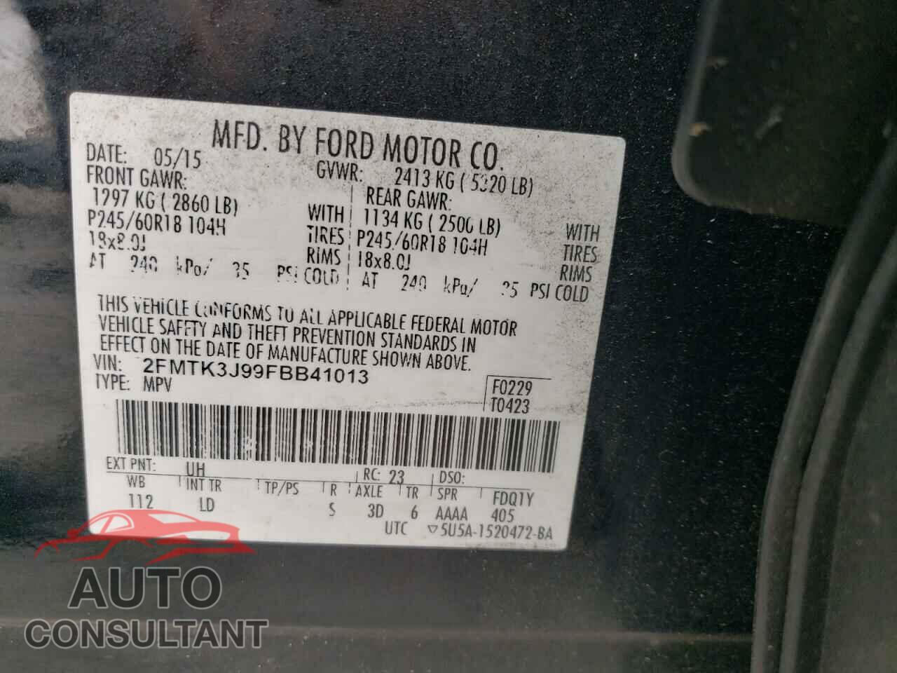 FORD EDGE 2015 - 2FMTK3J99FBB41013