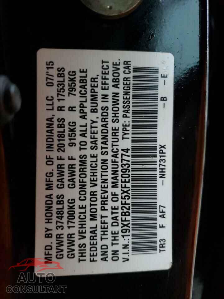 HONDA CIVIC 2015 - 19XFB2F5XFE093774