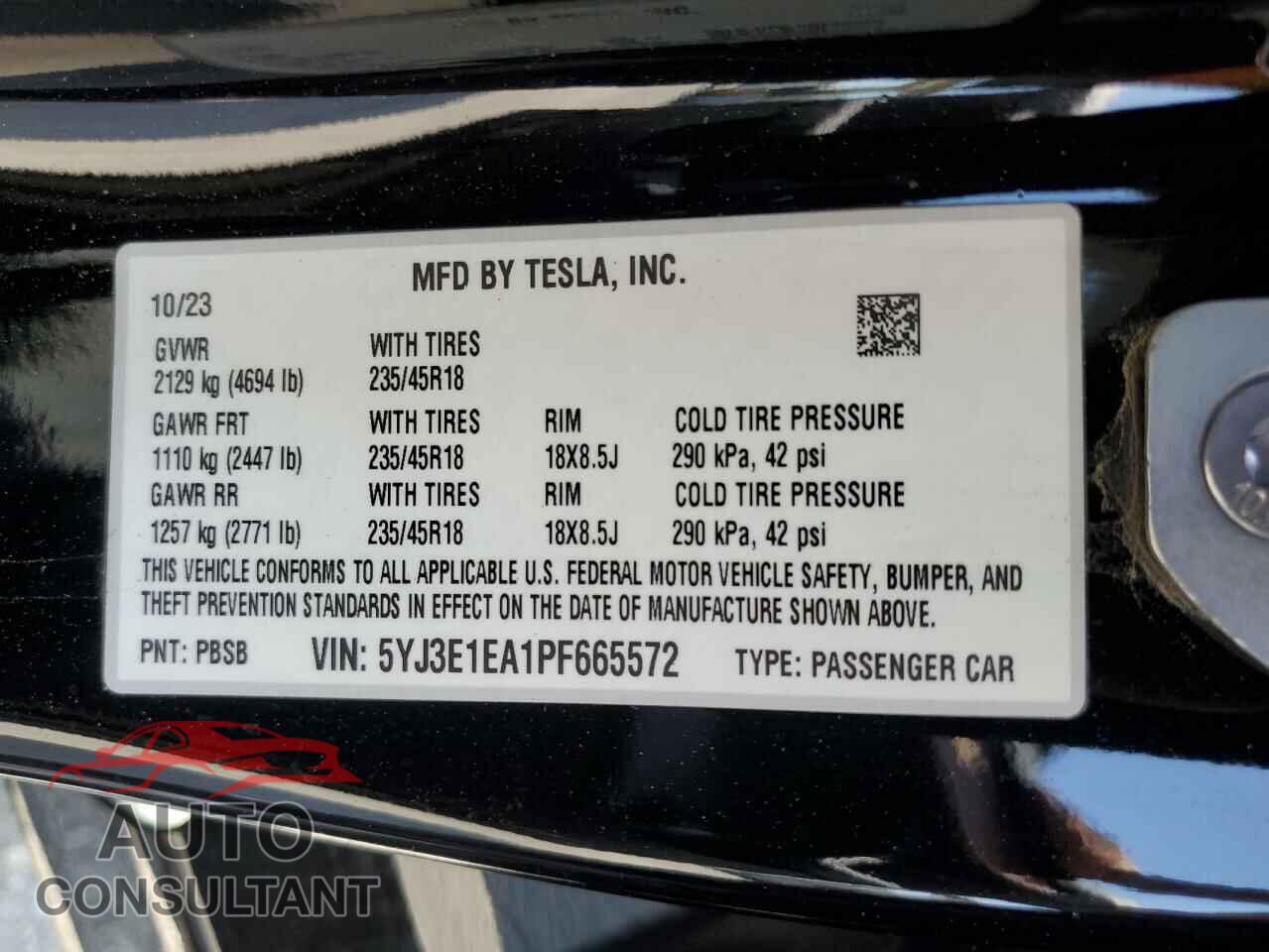TESLA MODEL 3 2023 - 5YJ3E1EA1PF665572