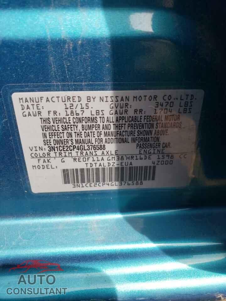 NISSAN VERSA 2016 - 3N1CE2CP4GL376588