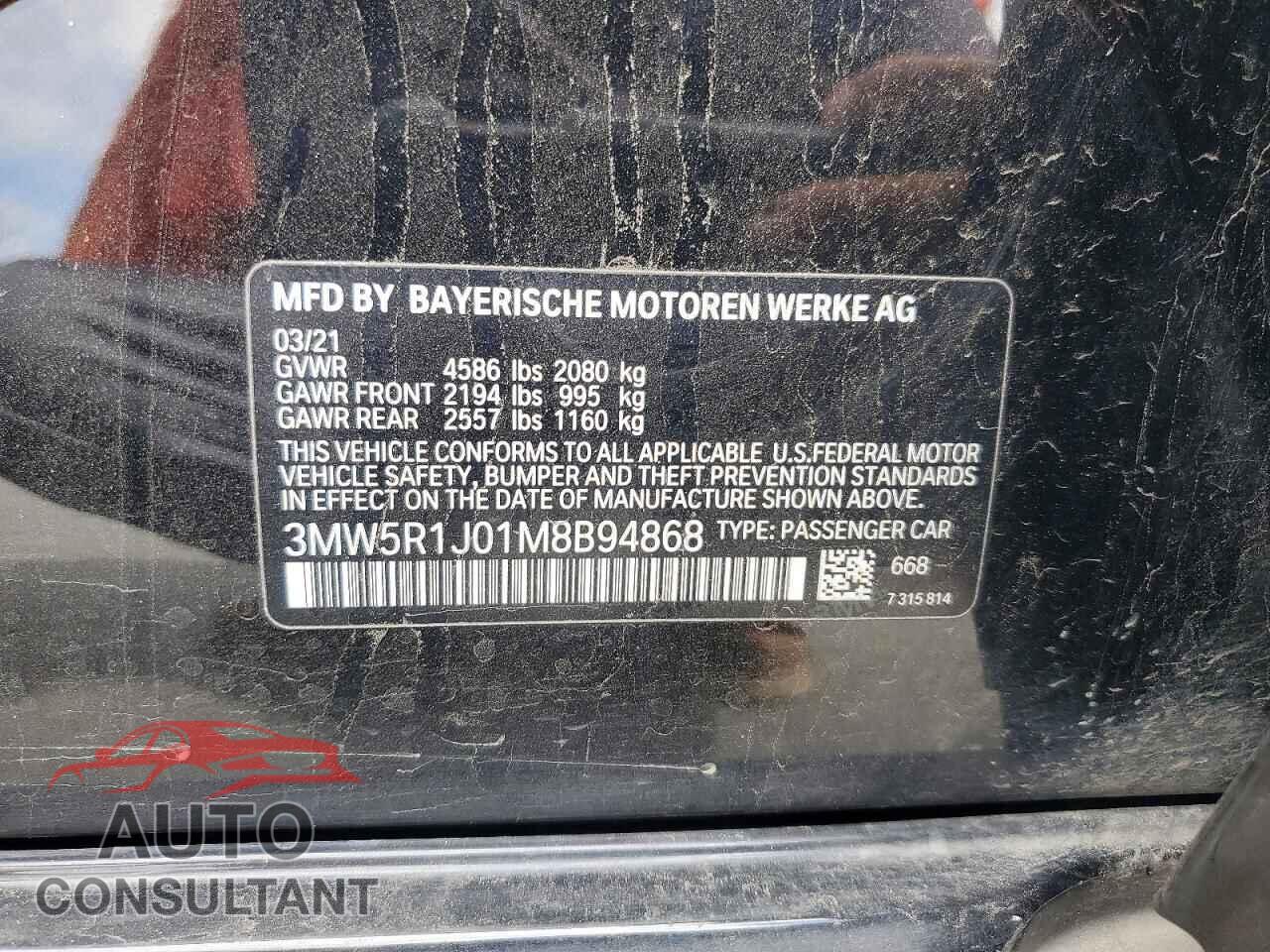 BMW 3 SERIES 2021 - 3MW5R1J01M8B94868