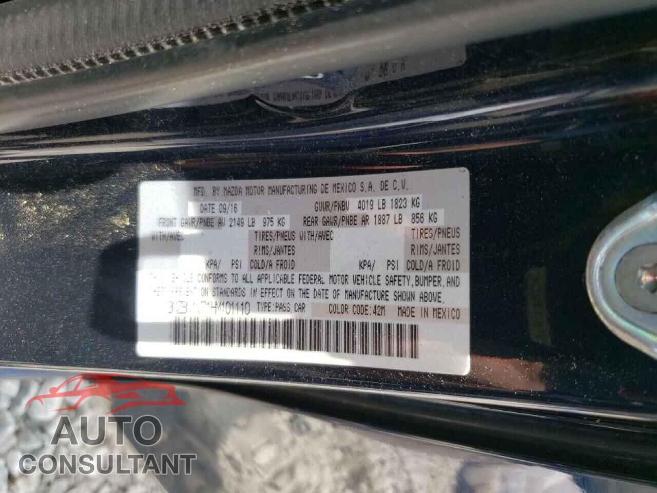MAZDA 3 2017 - 3MZBN1V71HM101110