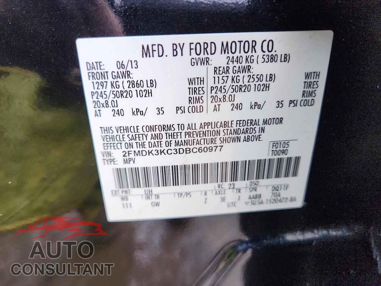 FORD EDGE 2013 - 2FMDK3KC3DBC60977