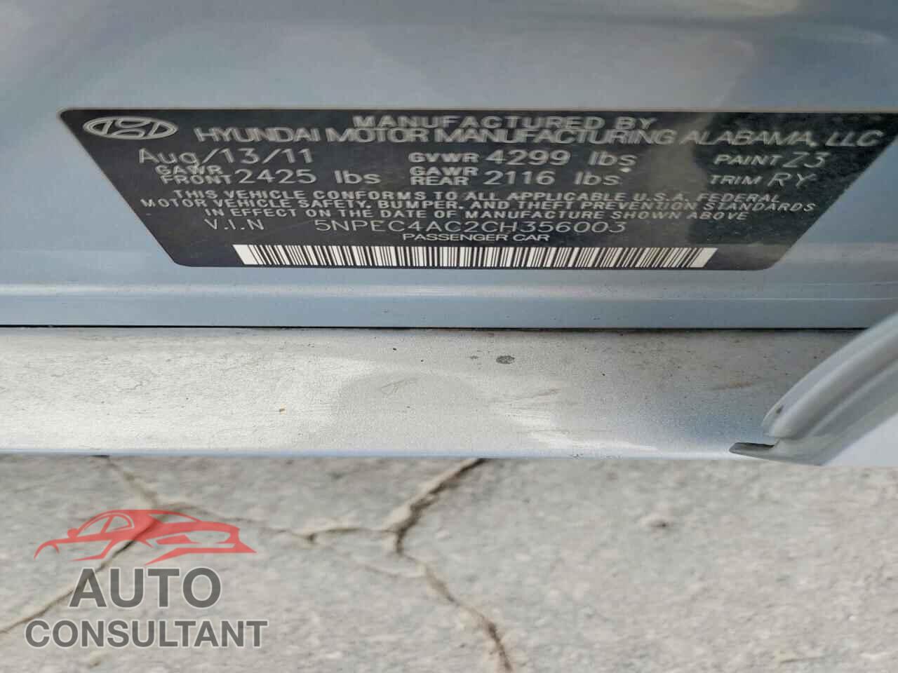 HYUNDAI SONATA 2012 - 5NPEC4AC2CH356003