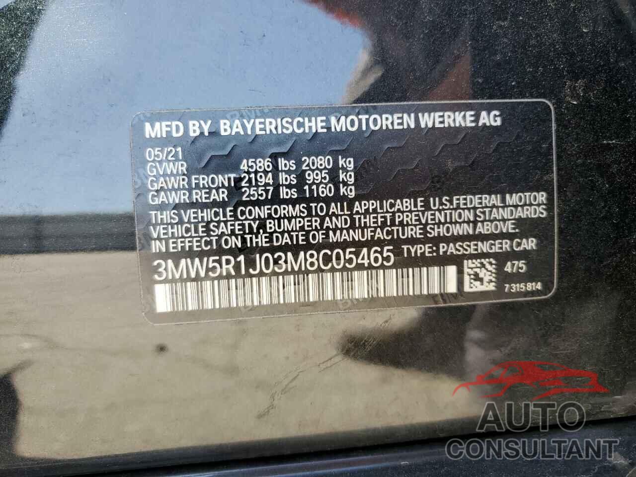 BMW 3 SERIES 2021 - 3MW5R1J03M8C05465