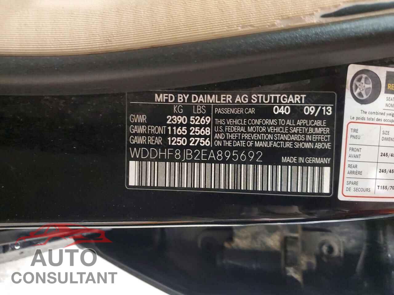 MERCEDES-BENZ E-CLASS 2014 - WDDHF8JB2EA895692
