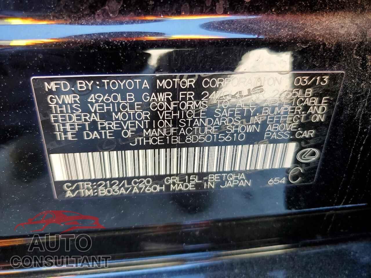 LEXUS GS350 2013 - JTHCE1BL8D5015610