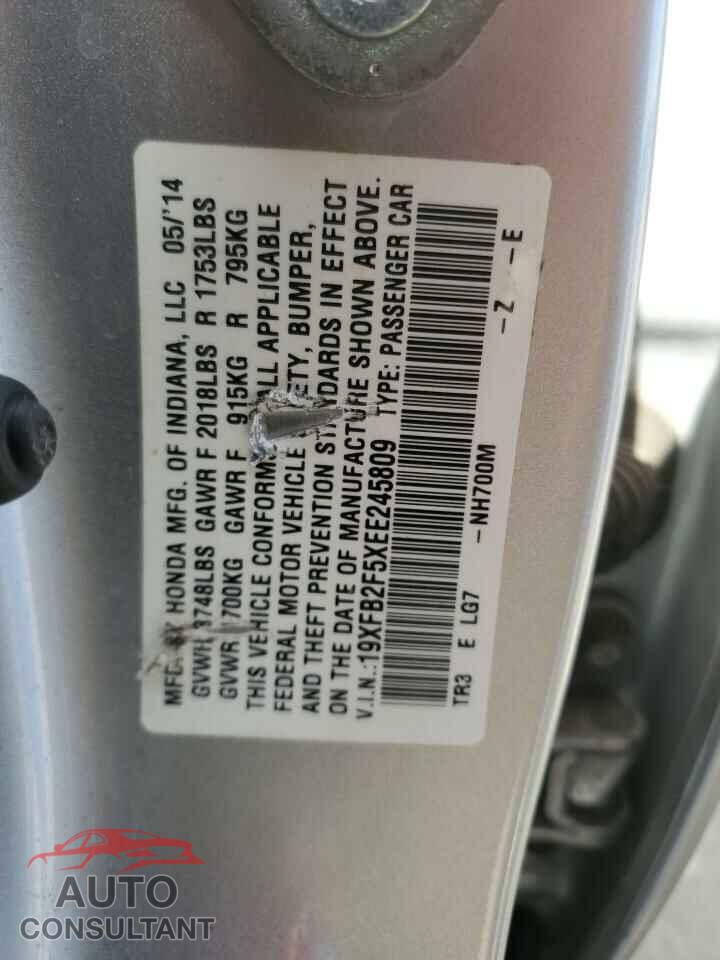 HONDA CIVIC 2014 - 19XFB2F5XEE245809