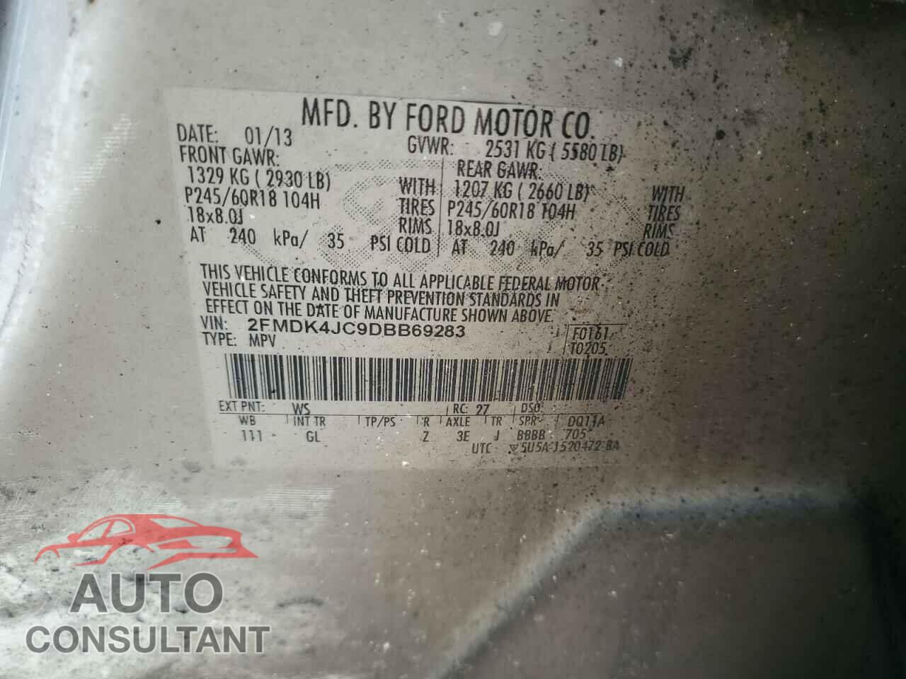 FORD EDGE 2013 - 2FMDK4JC9DBB69283