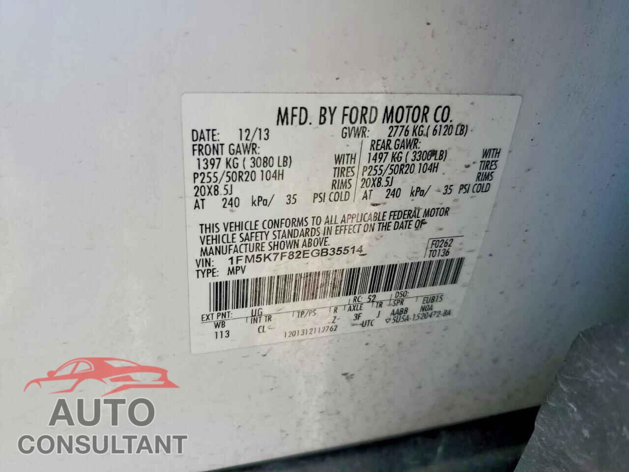FORD EXPLORER 2014 - 1FM5K7F82EGB35514
