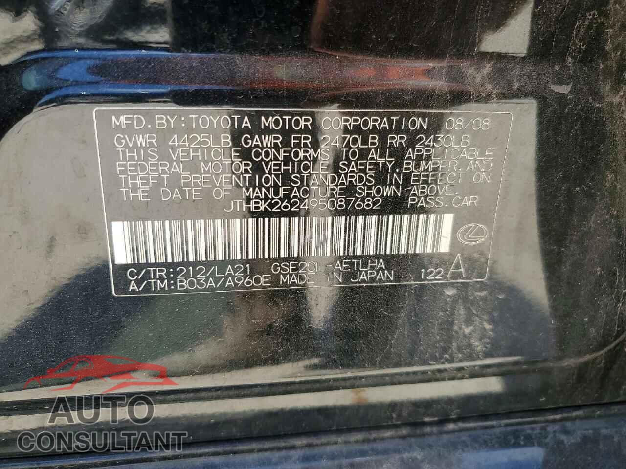 LEXUS IS 2009 - JTHBK262495087682