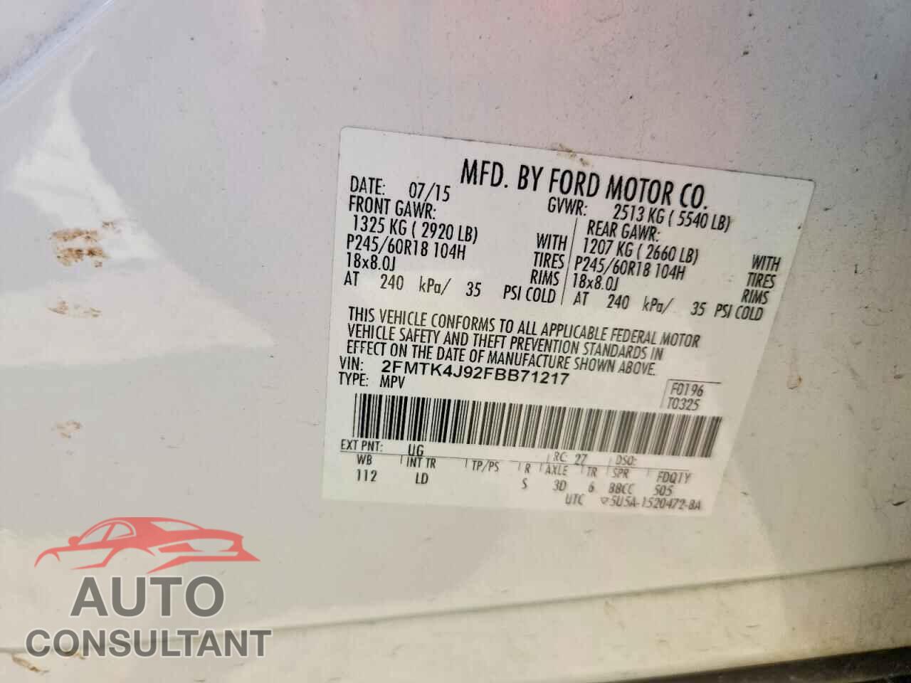 FORD EDGE SEL 2015 - 2FMTK4J92FBB71217