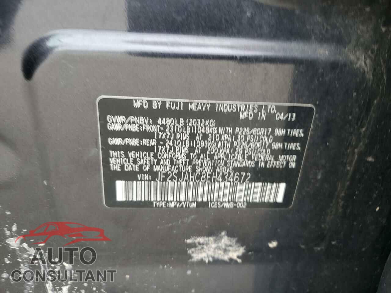 SUBARU FORESTER 2014 - JF2SJAHC8EH434672