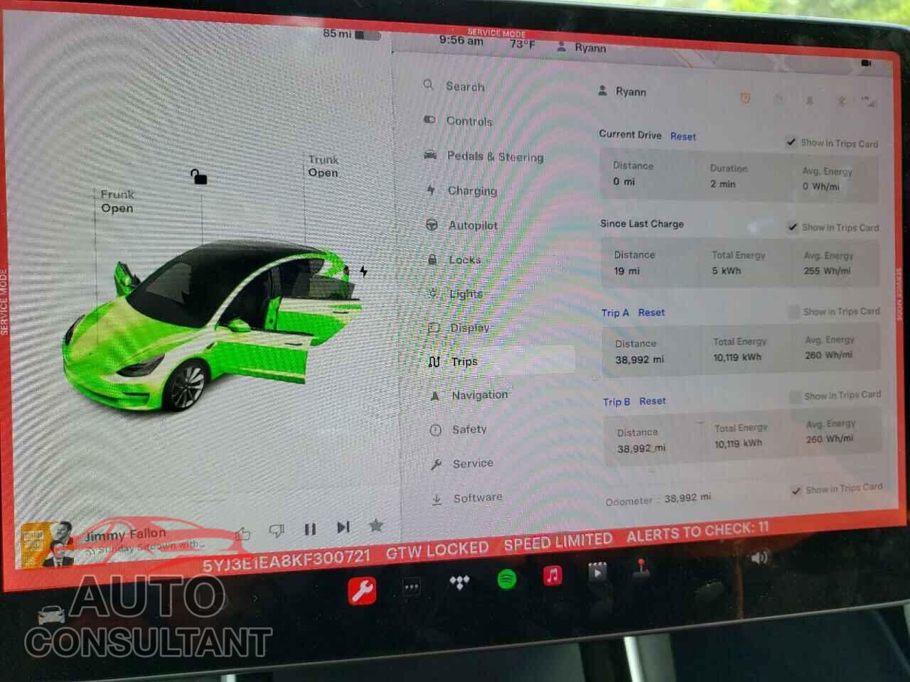 TESLA MODEL 3 2019 - 5YJ3E1EA8KF300721