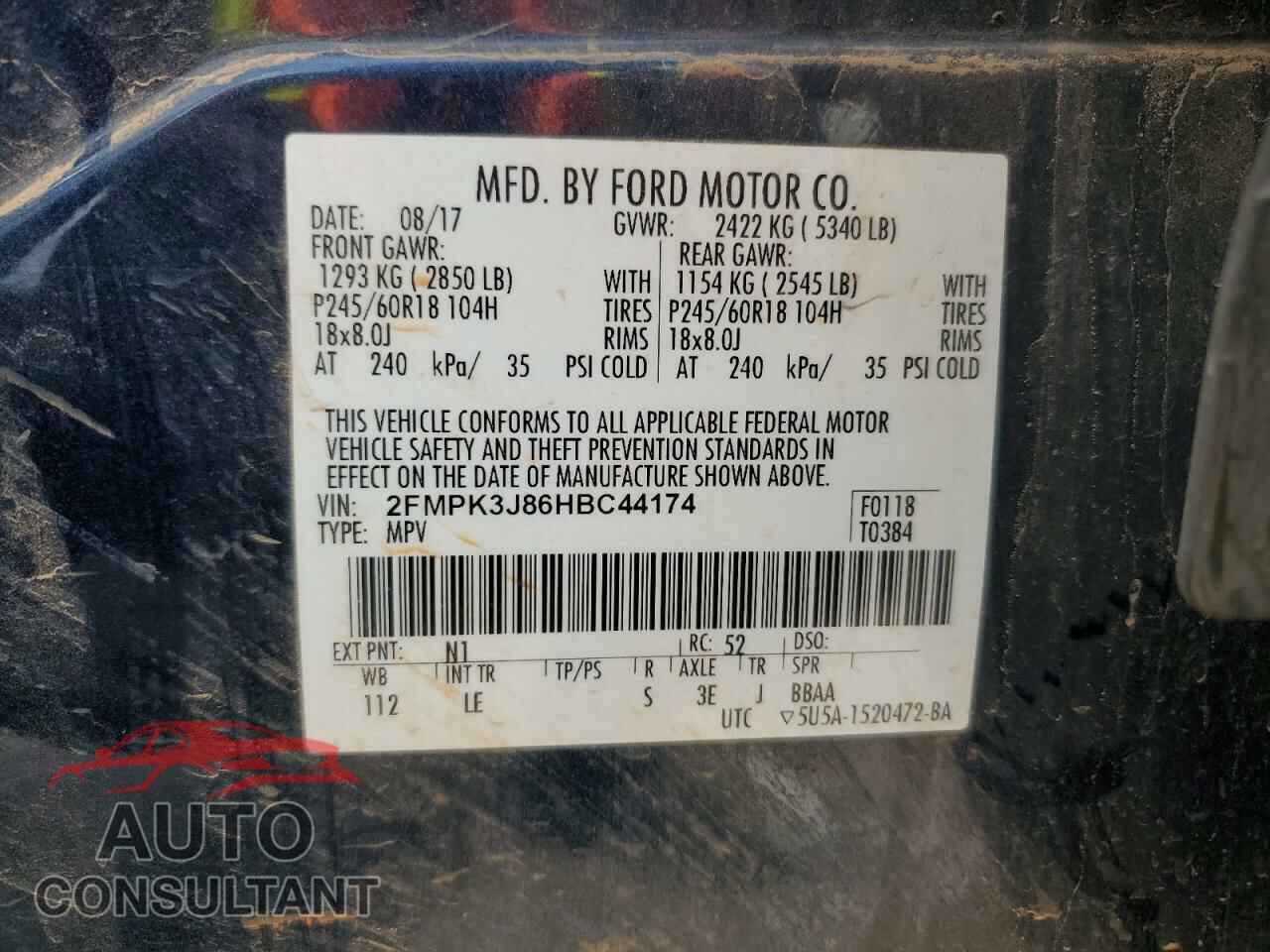 FORD EDGE 2017 - 2FMPK3J86HBC44174