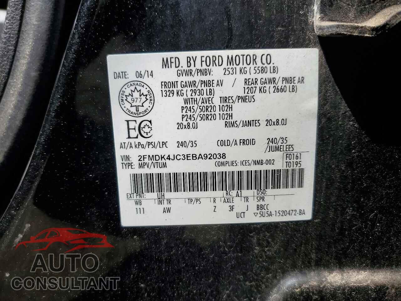 FORD EDGE 2014 - 2FMDK4JC3EBA92038