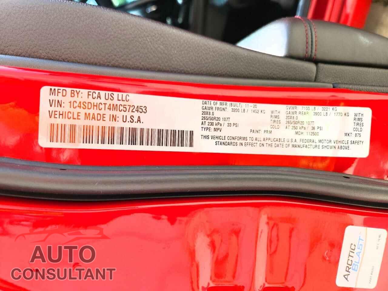 DODGE DURANGO 2021 - 1C4SDHCT4MC572453