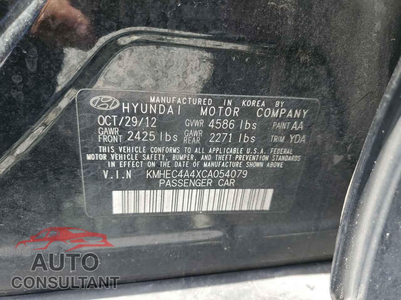 HYUNDAI SONATA 2012 - KMHEC4A4XCA054079