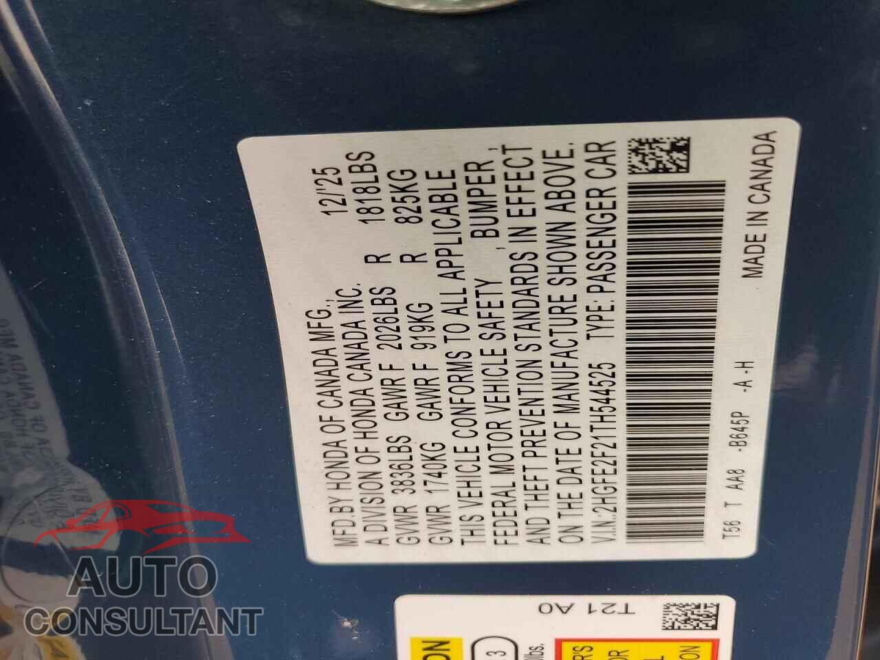 HONDA CIVIC 2026 - 2HGFE2F21TH544525