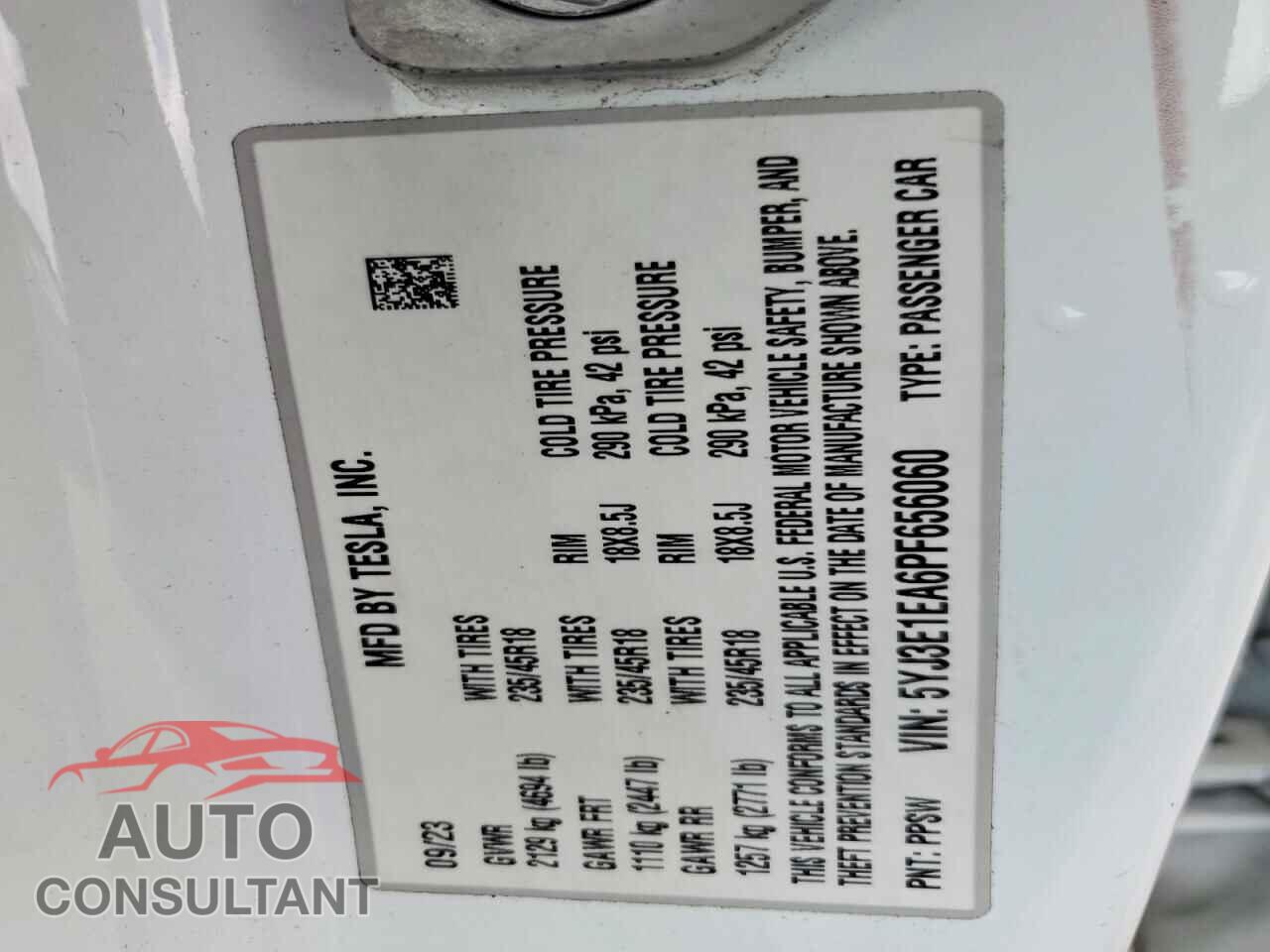 TESLA MODEL 3 2023 - 5YJ3E1EA6PF656060