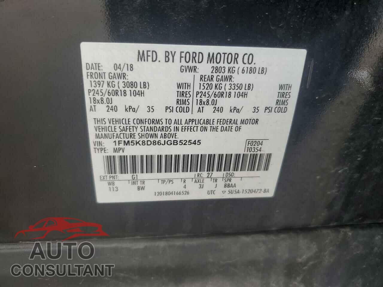 FORD EXPLORER 2018 - 1FM5K8D86JGB52545