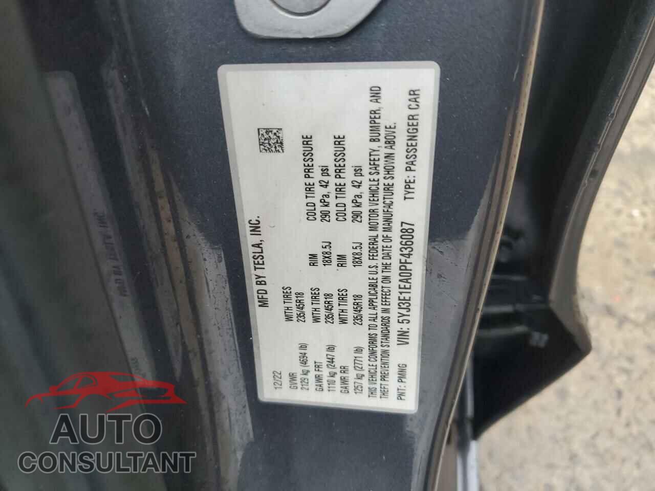 TESLA MODEL 3 2023 - 5YJ3E1EA0PF436087