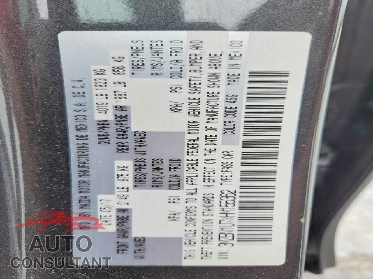 MAZDA 3 2017 - 3MZBN1U7XHM155362