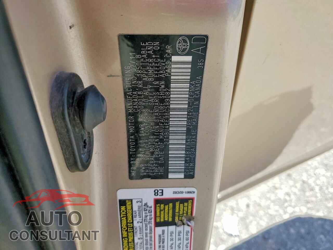 TOYOTA COROLLA 2011 - 2T1BU4EE9BC589082