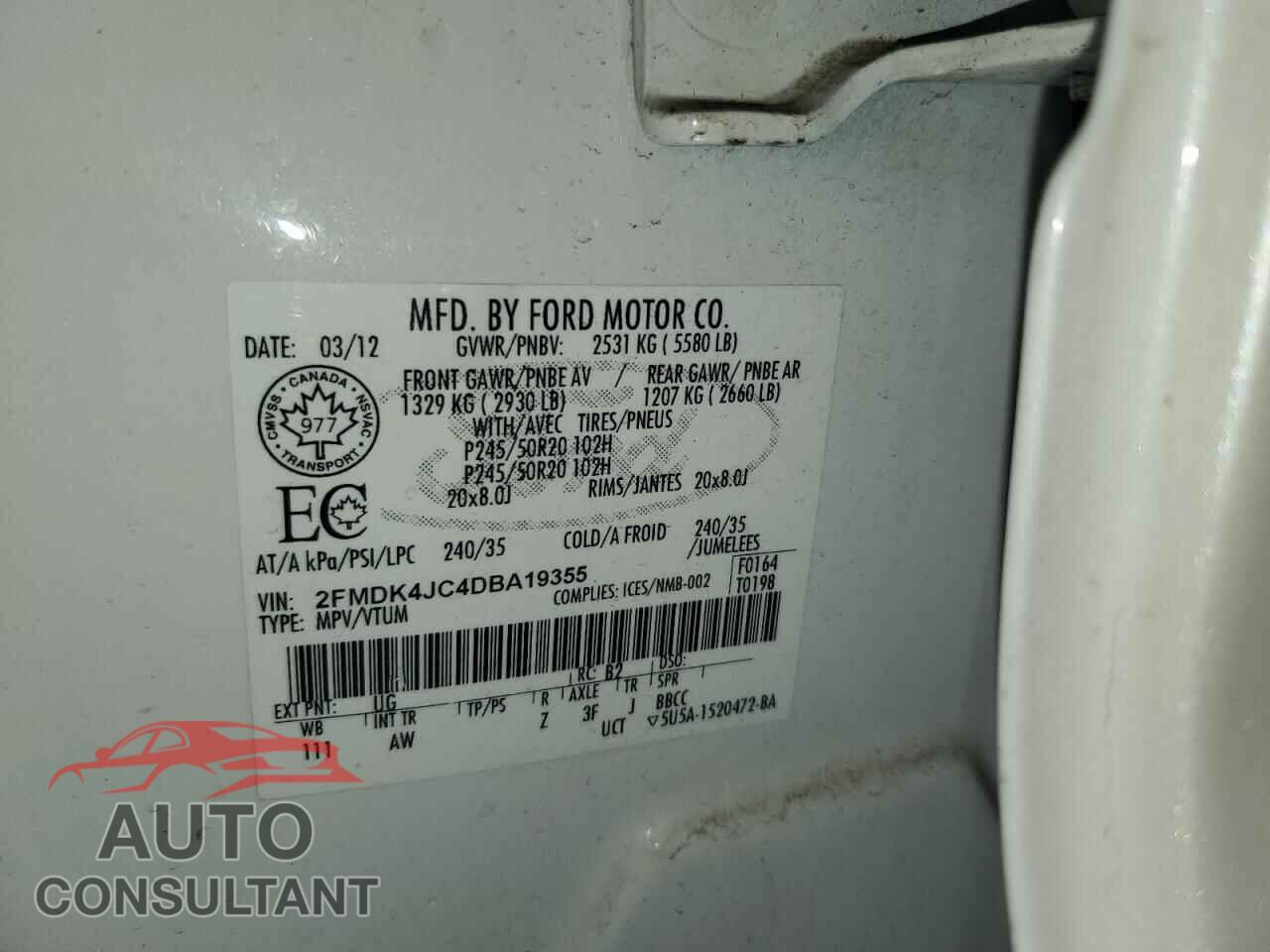 FORD EDGE 2013 - 2FMDK4JC4DBA19355