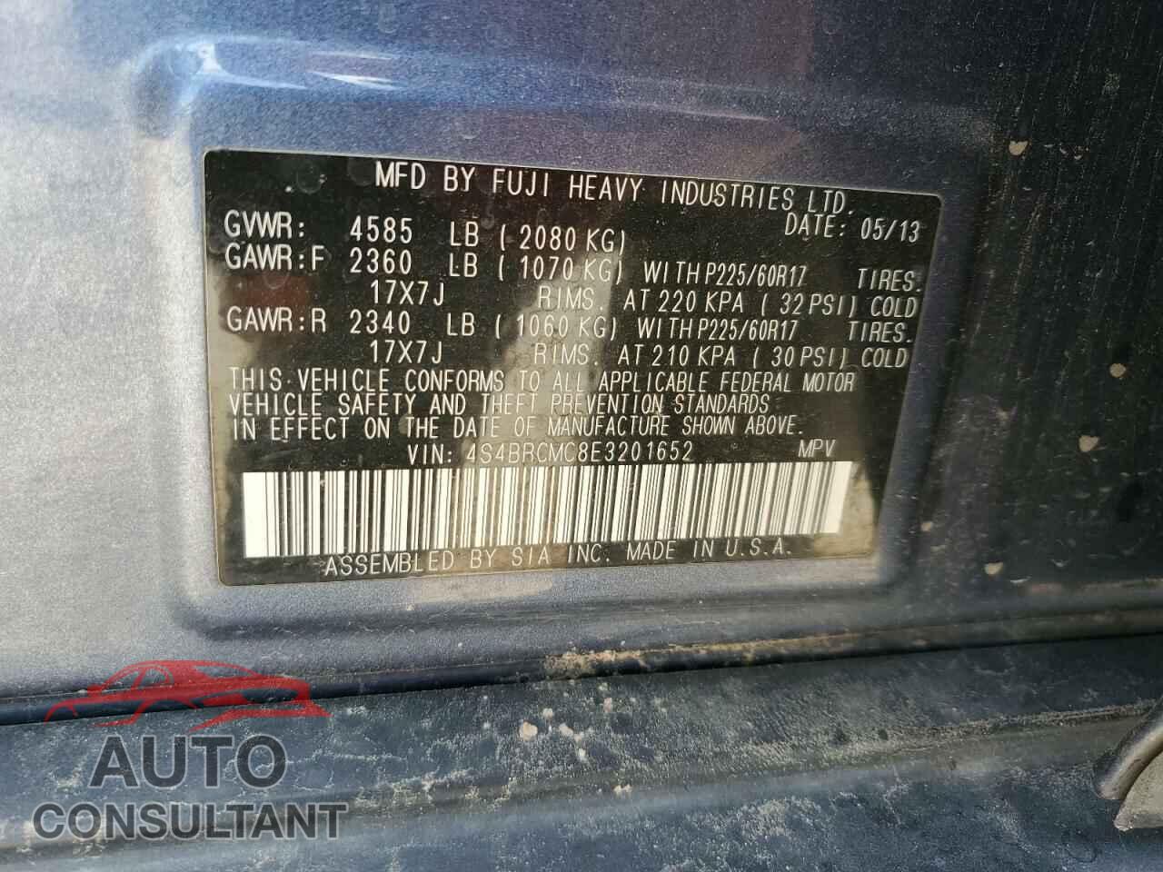 SUBARU OUTBACK 2014 - 4S4BRCMC8E3201652