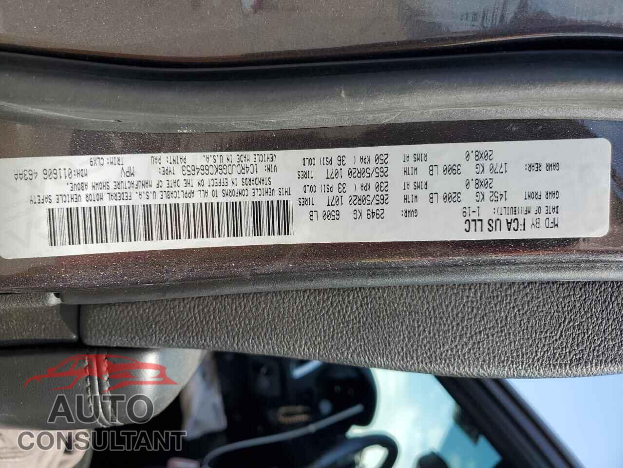 DODGE DURANGO 2019 - 1C4RDJDG6KC664653