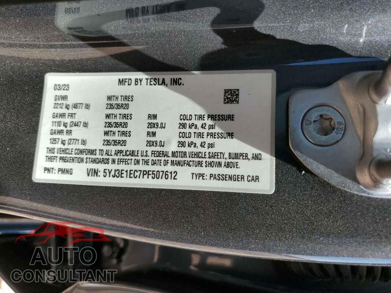 TESLA MODEL 3 2023 - 5YJ3E1EC7PF507612