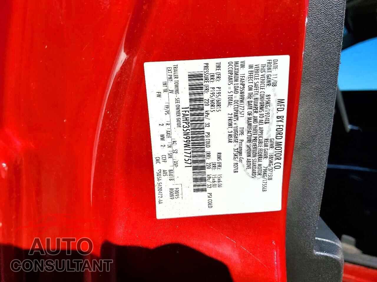 FORD FOCUS 2009 - 1FAHP35N99W177571