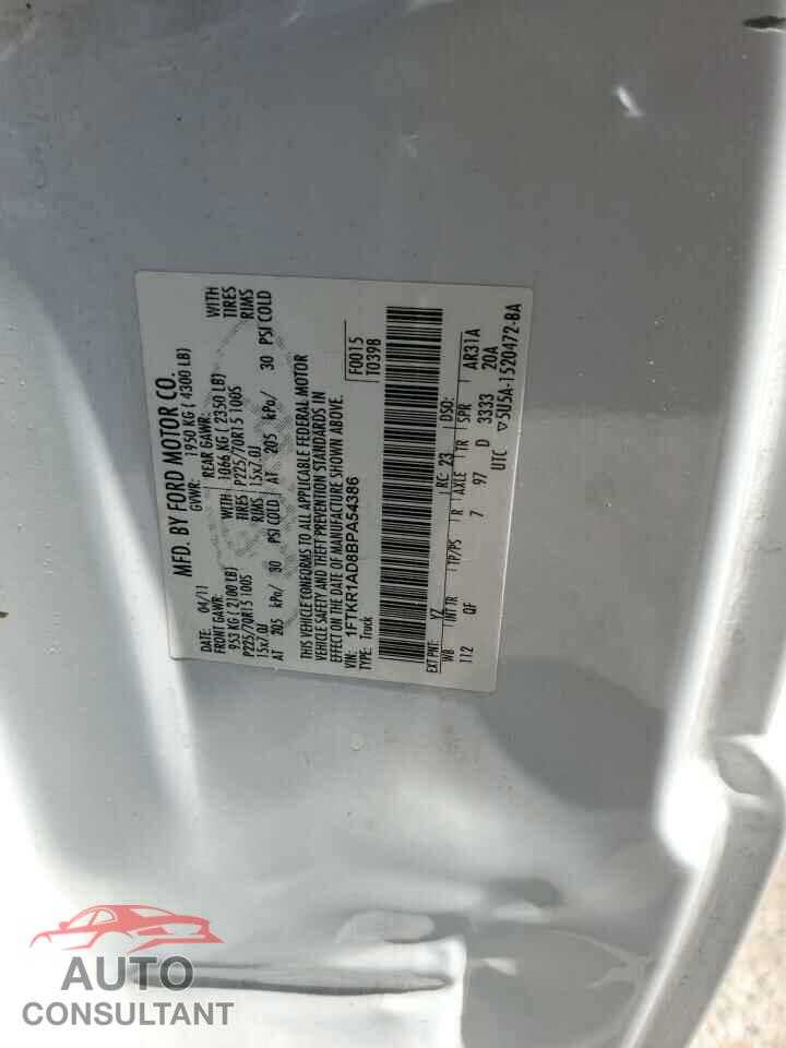 FORD RANGER 2011 - 1FTKR1AD8BPA54386