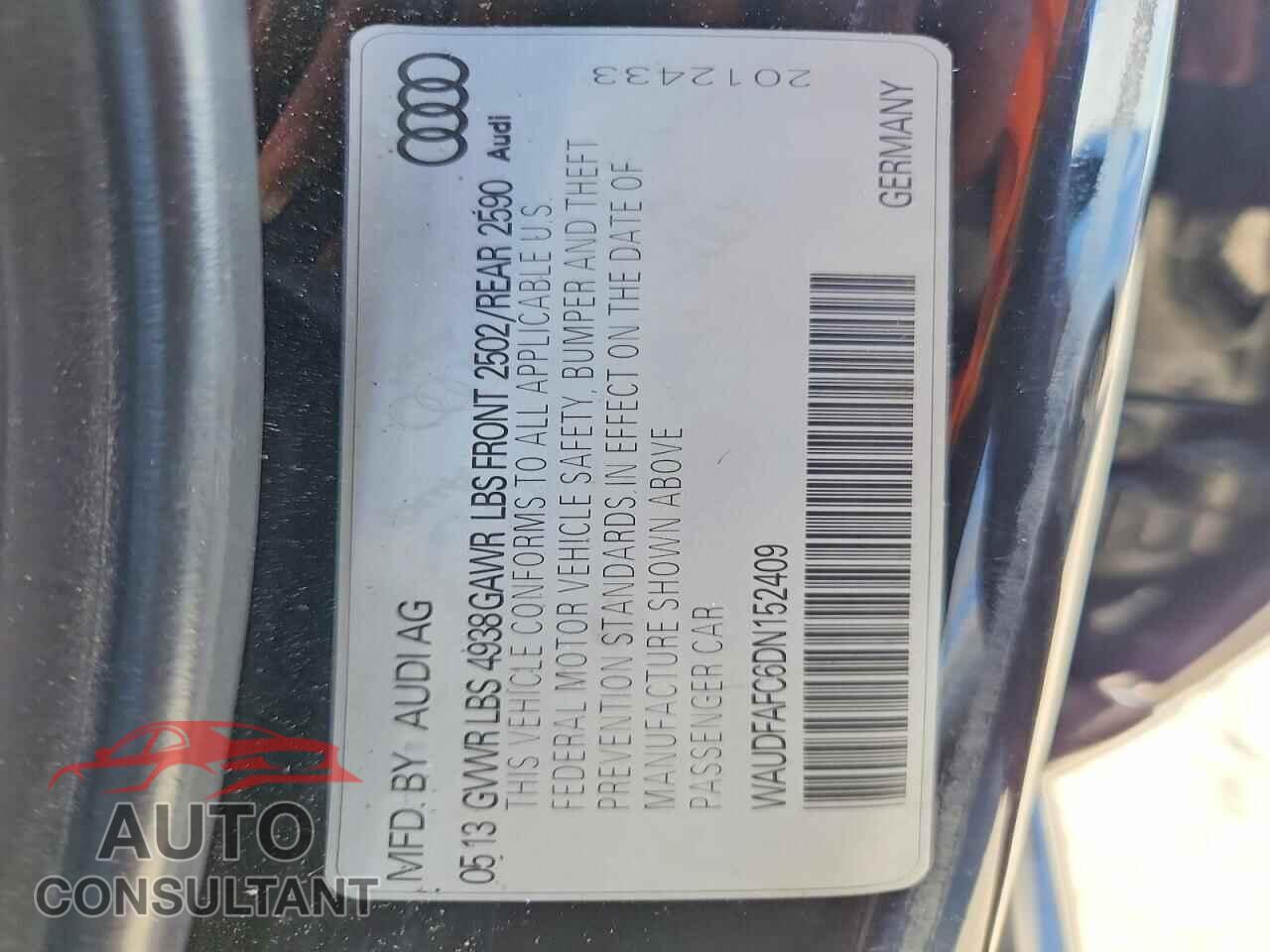 AUDI A6 2013 - WAUDFAFC6DN152409