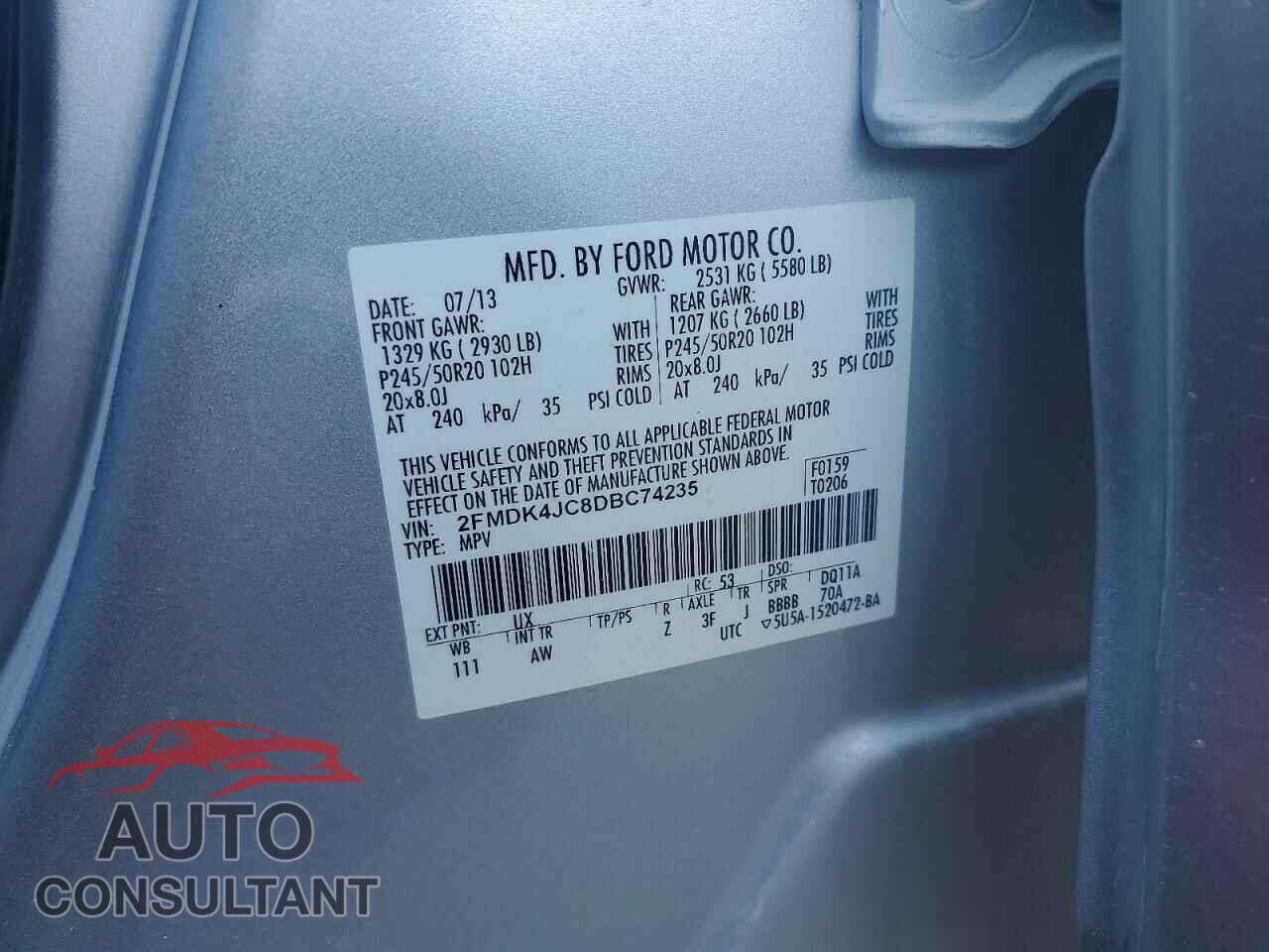 FORD EDGE 2013 - 2FMDK4JC8DBC74235