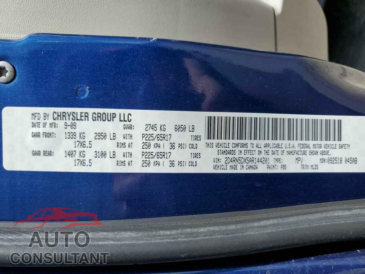 DODGE CARAVAN 2010 - 2D4RN5DX5AR144201