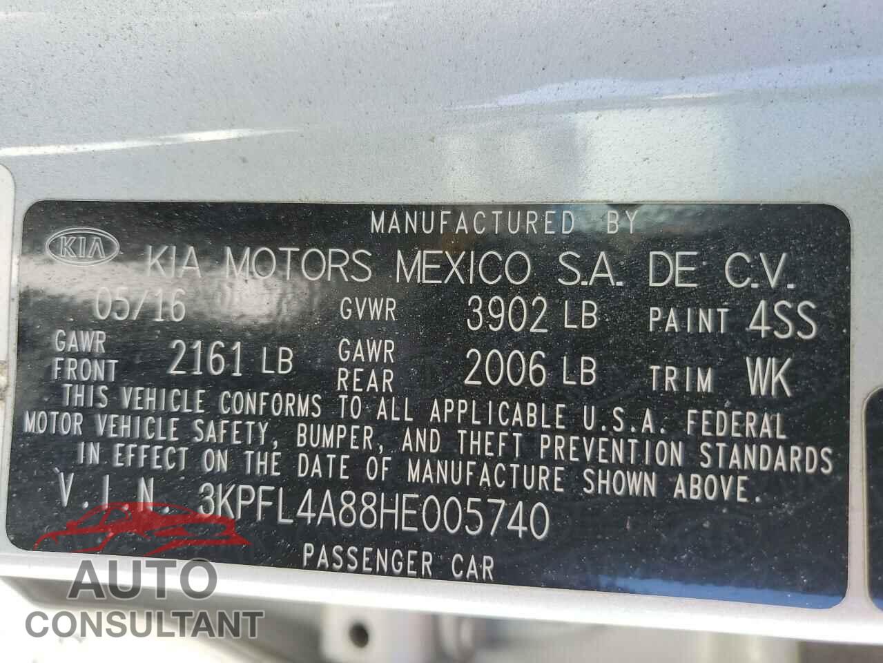 KIA FORTE 2017 - 3KPFL4A88HE005740
