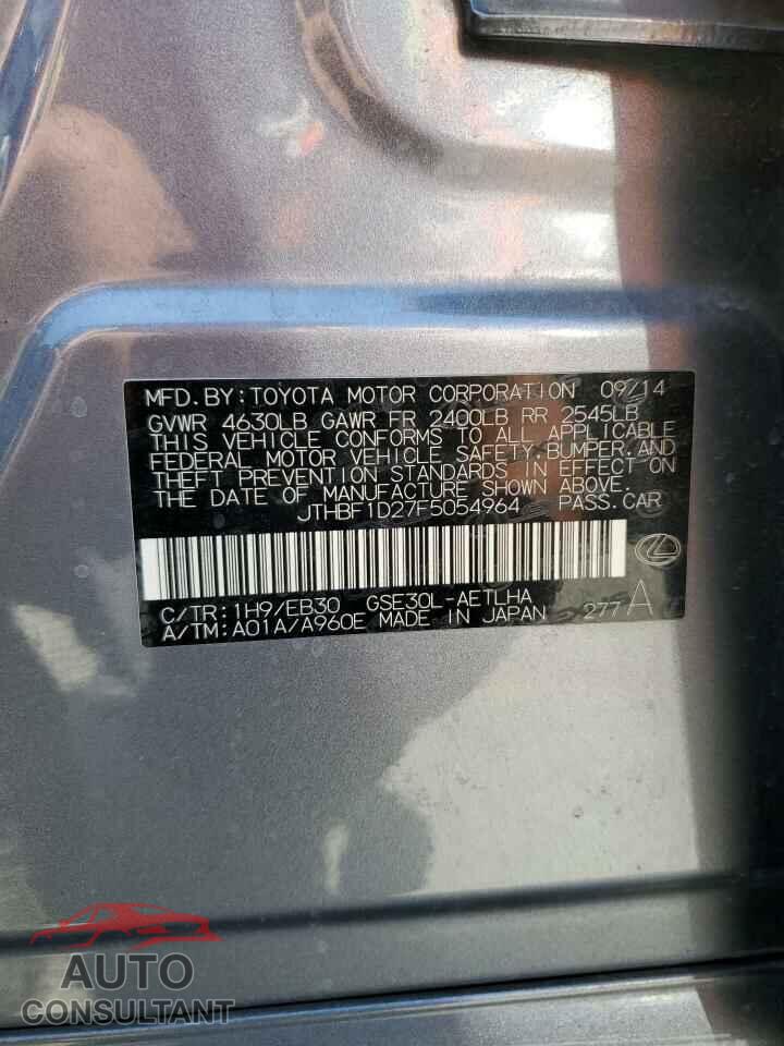 LEXUS IS 2015 - JTHBF1D27F5054964