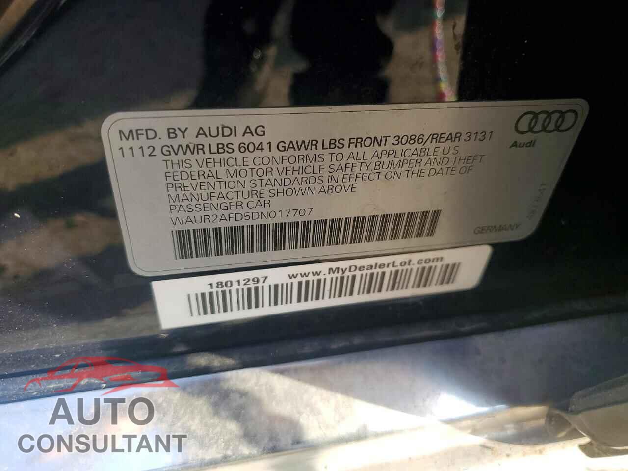 AUDI A8 2013 - WAUR2AFD5DN017707
