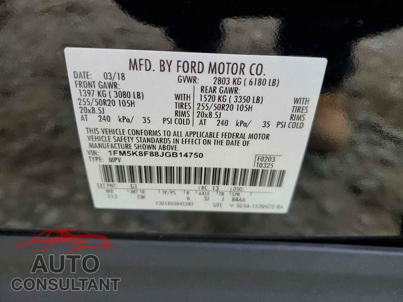 FORD EXPLORER 2018 - 1FM5K8F88JGB14750