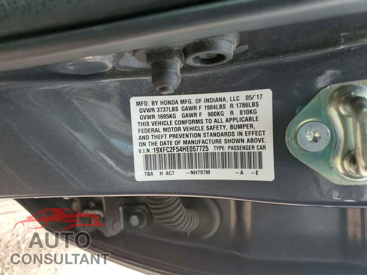 HONDA CIVIC 2017 - 19XFC2F54HE057725