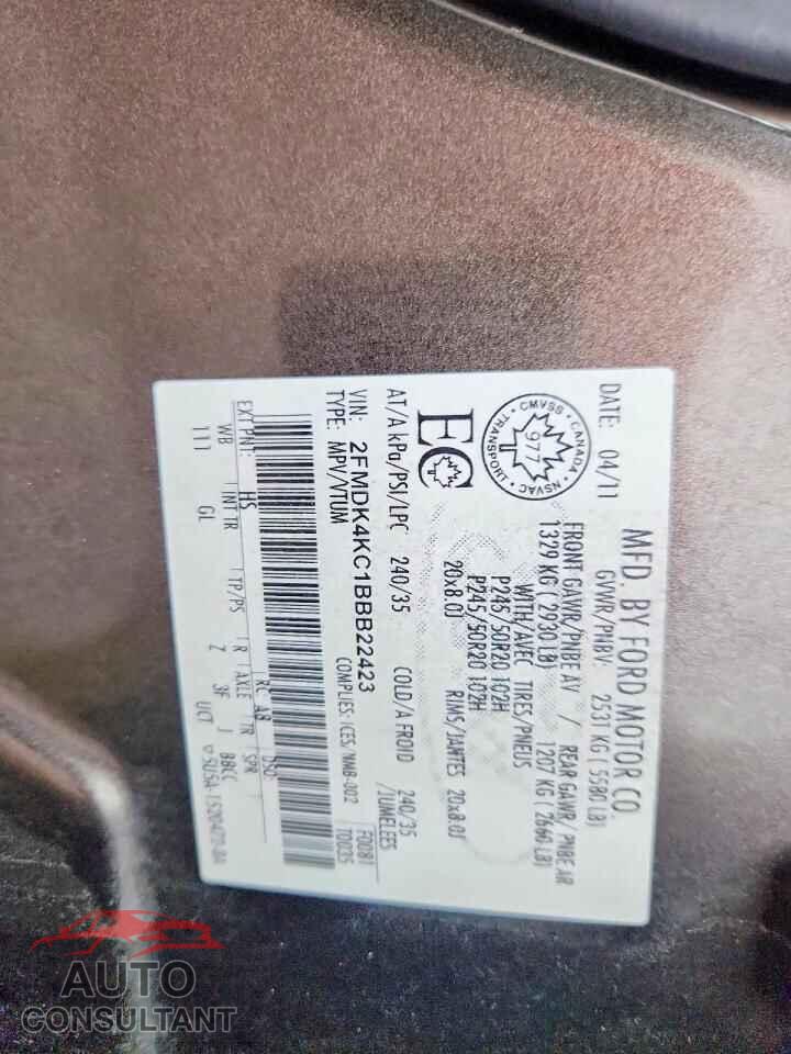 FORD EDGE 2011 - 2FMDK4KC1BBB22423