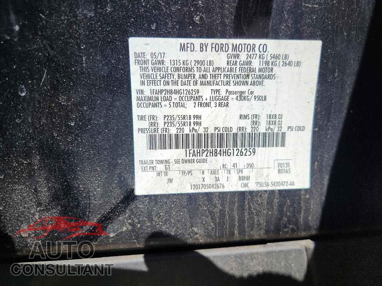 FORD TAURUS 2017 - 1FAHP2H84HG126259