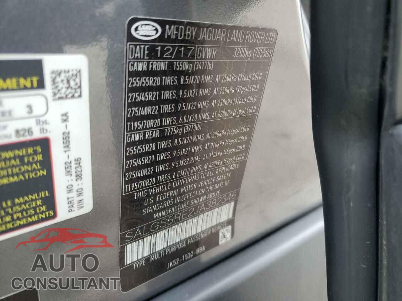 LAND ROVER RANGEROVER 2018 - SALGS5RE2JA382346
