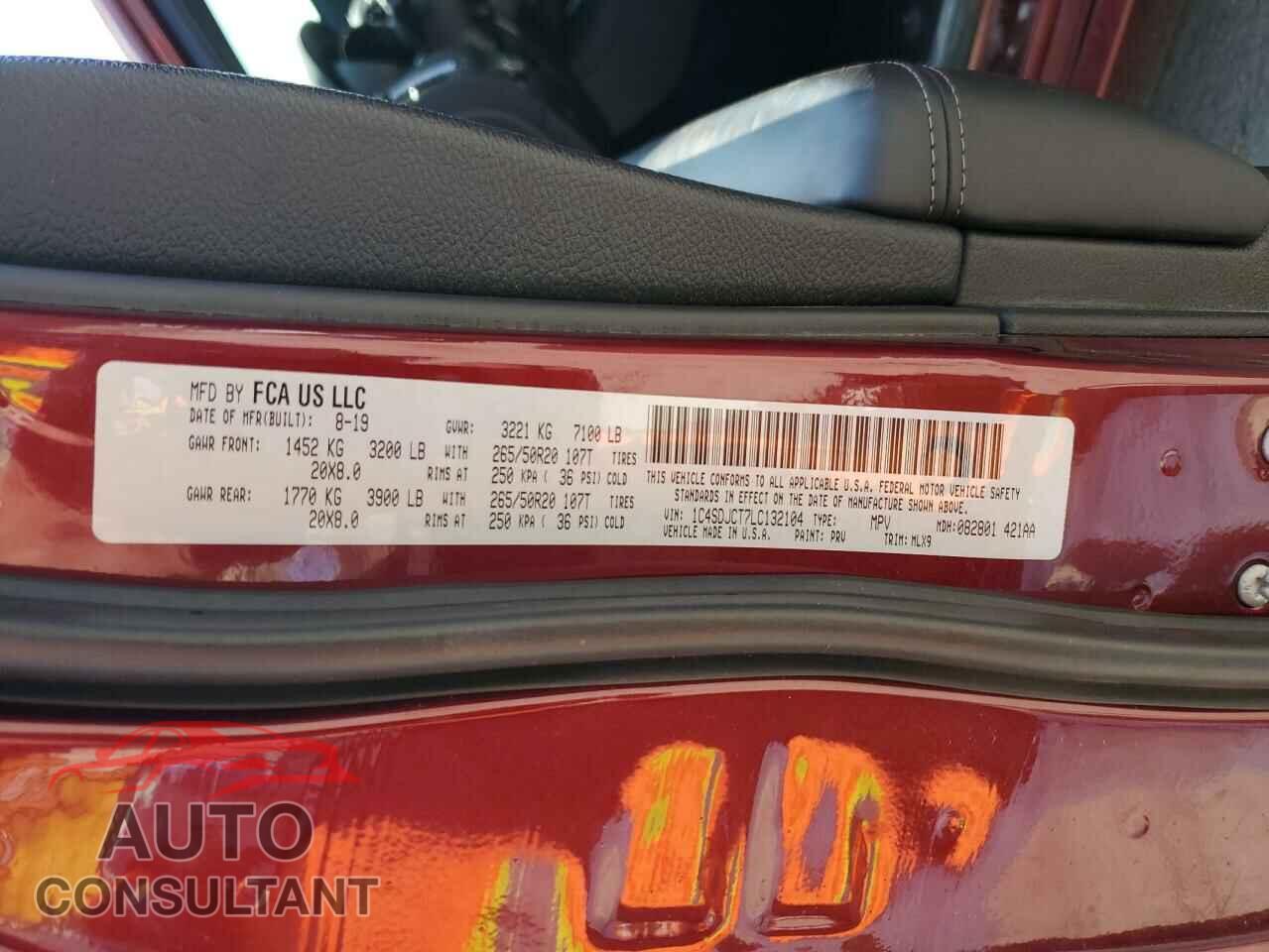 DODGE DURANGO 2020 - 1C4SDJCT7LC132104